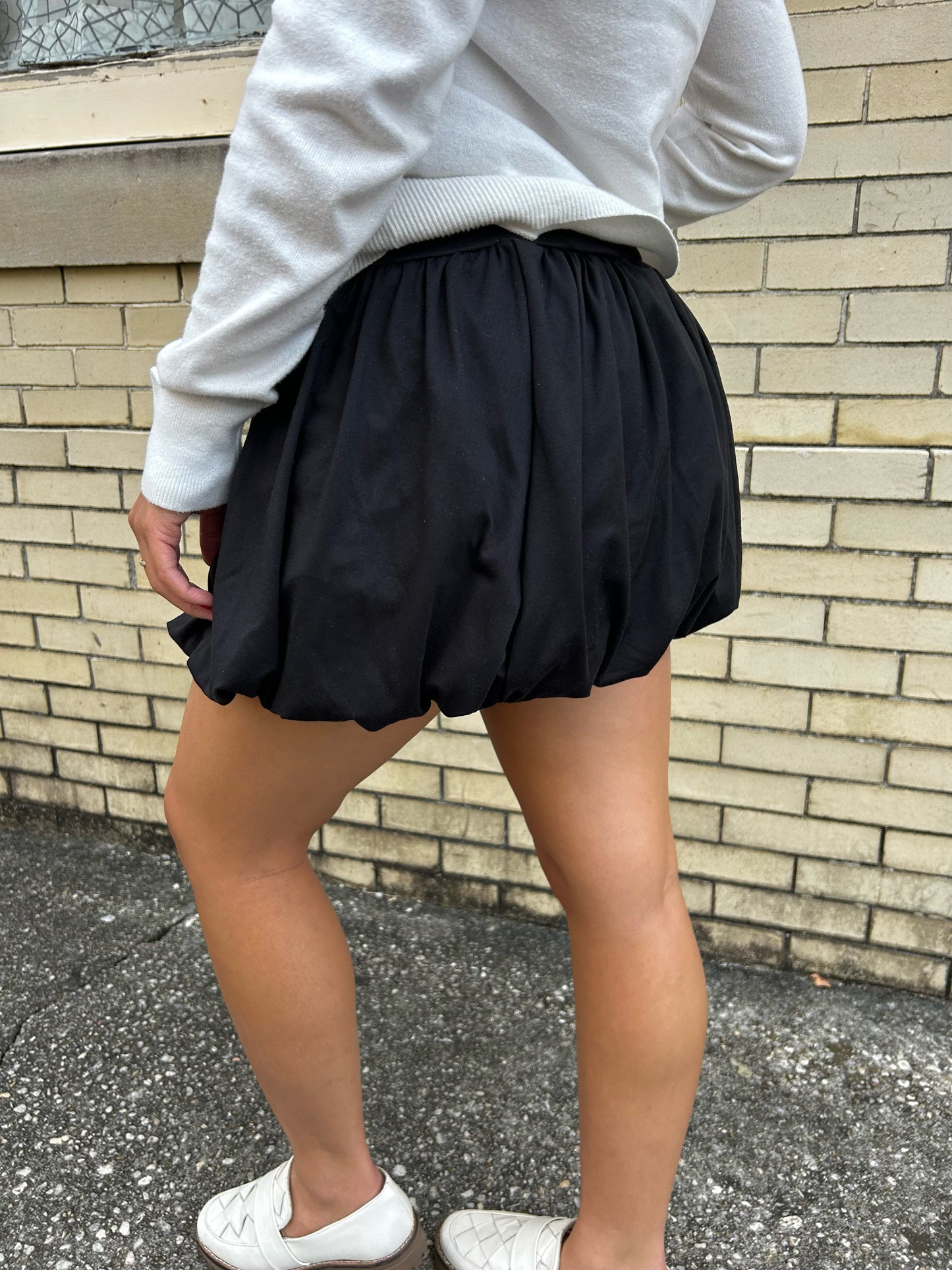 Banded Waistband Bubble Mini Skirt