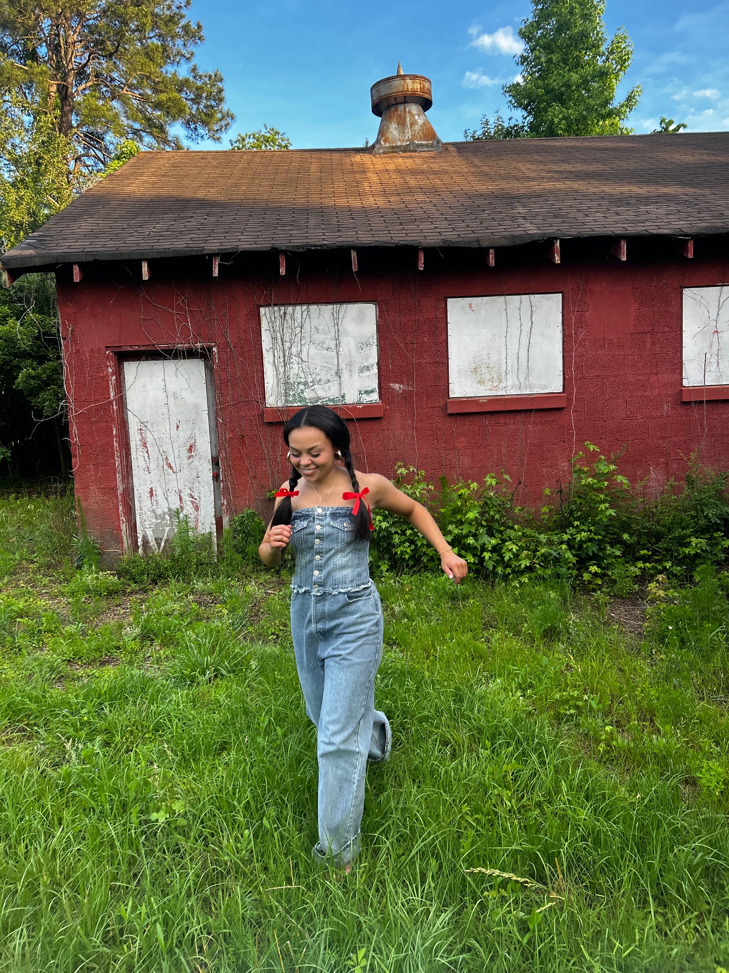 Sharon Strapless Denim Jumpsuit